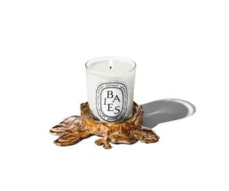 Piccolo portacandela in bronzo dorato – per candele classiche Piccolo portacandela in bronzo dorato – per candele classiche